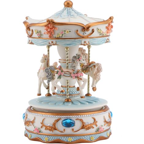 Boîte à musique cheval tournante avec lumières colorées - Idée cadeau Saint-Valentin, décoration intérieure (1/5)
