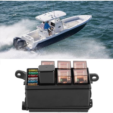 Boîte à fusibles automobile à 6 voies avec 1 fusible 4 pôles 12 V et 5 relais à boîtier transparent 100 A pour bateaux et voitures de course (1/5)