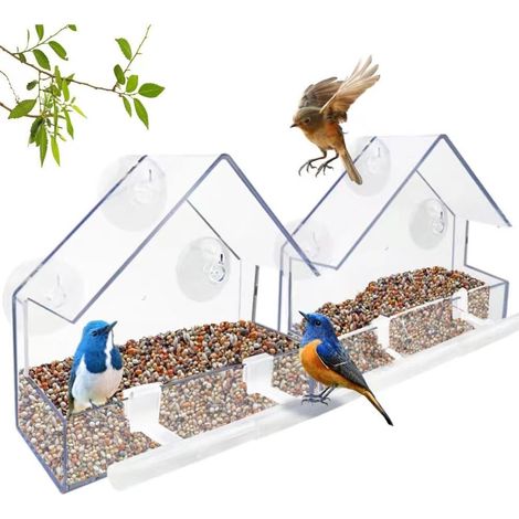Mangeoire à oiseaux pour fenêtre - Nichoir suspendu en 2 pièces - Mangeoire transparente avec ventouse - Mangeoire transparente pour fenêtre - Nichoir d'extérieur (1/5)