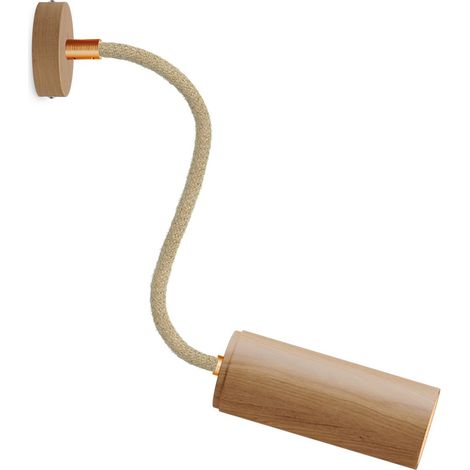 Creative Cables - Lampe Fermaluce Flex 30 avec mini rosace de plafond en bois et spot avec abat-jour Tub-E14 (1/5)