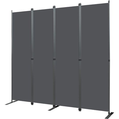 Biombo plegable de 4 paneles 204 x 180 cm gris oscuro (1/5)