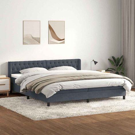 Boxspringbett mit Matratze Dunkelgrau 180x210 cm Samt