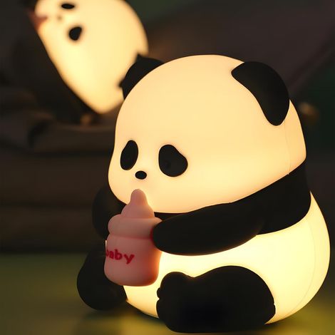 Panda Veilleuse Bébé, Veilleuse Enfant Rechargeable, 3 Luminosité,Silicone Lampe de Chevet Tactile Enfant, Lampe Veilleuse LED (1/5)