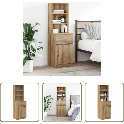 vidaXL Nachttisch Eiche - Nachttisch Artisan-Eiche 39x35x125 cm Holzwerkstoff (1/5)