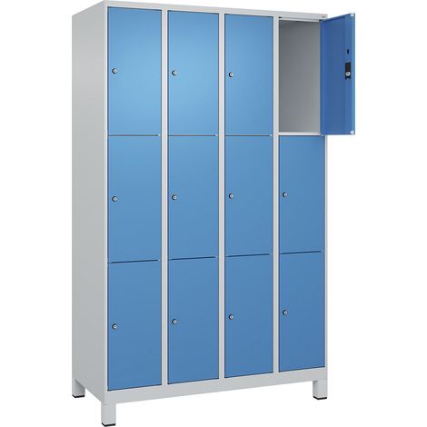 C+P, Vestiaire à 3 casiers Classic PLUS, 4 compartiments, gris
