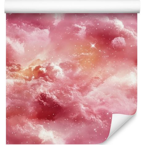 Aquarell-Galaxy-Tapete in Koralle und Rot für Wohn- und Schlafzimmer, 50x1000 (1/5)
