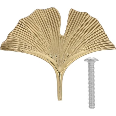 Poignée de porte SEWACC en laiton doré, motif feuille ginkgo (1/5)