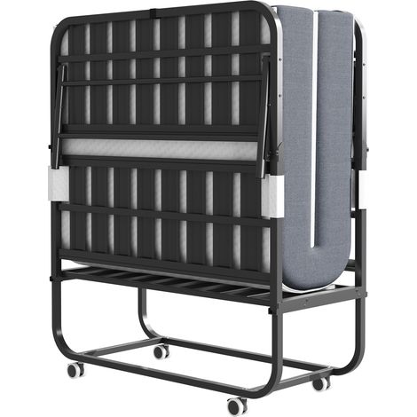 lit pliant 190x96 cm matelas mémoire forme 9.5 cm lit d’appoint portable cadre métal lit invité compact facile transport