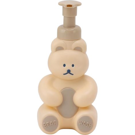 CSPARKV - Dispensador de jabón líquido para manos con forma de oso de dibujos animados, botella rellenable con bomba para baño, cocina, aspecto para niños y adultos (grande, blanco) (1/5)