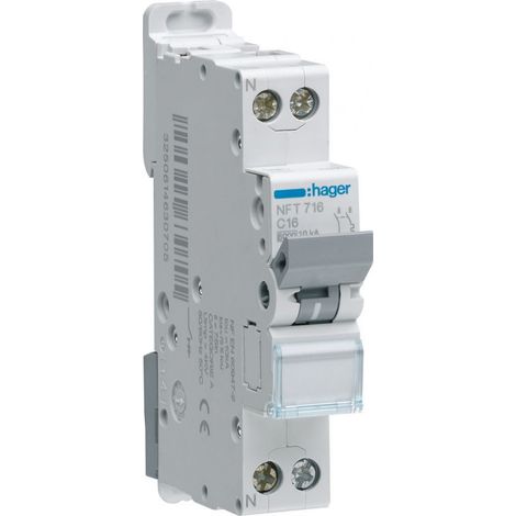 Ngt725 Disjoncteur Hager 25a - 1p+n - 6-10ka - Courbe D - Bornes Décalées à Vis - Ngt - 1 Module