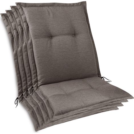 Lot de 4 coussins d'assise haut de gamme pour chaises de jardin à dossier bas, 105 x 50 x 7 cm, taupe (1/5)