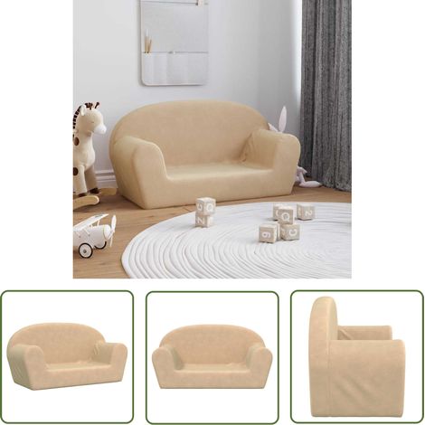 vidaXL Kindersofa 2-Sitzer Creme Weicher Plüsch (1/5)
