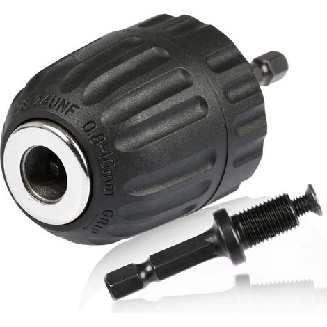 Mandrin à dégagement rapide 0,8-10 mm, mandrin à dégagement rapide 3/8"-24UNF, porte-mandrin à dégagement rapide, mandrin à queue hexagonale avec porte-mandrin hexagonal interne, mandrin de perçage 1/
