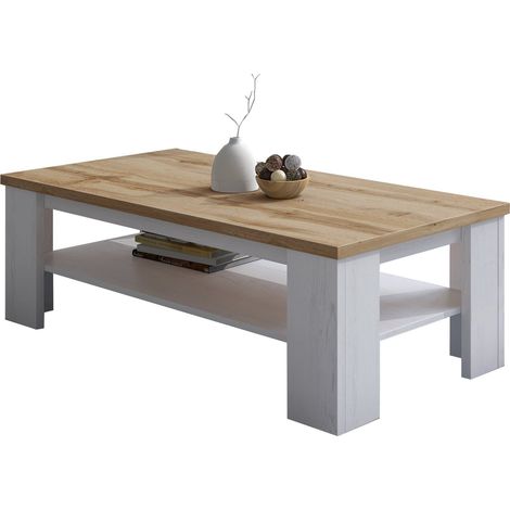 Carlazzo Couchtisch, ein Fach, rechteckig, Strukturfarbe Braun, 130x67x41h cm Weiß
