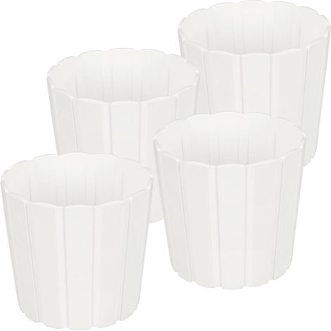 Vaso in plastica per fiori ed erbe aromatiche da balcone o terrazzo, bianco, 15 cm, 4 pezzi.