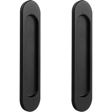 2 maniglie ovali autoadesive per porte scorrevoli, in lega di alluminio color oro opaco, non richiedono foratura, per porte scorrevoli e finestre (nere) (1/5)