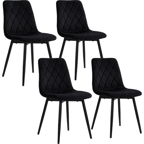 Esszimmerstühle aus schwarzem Samt, 4er-Set – Moderne Polsterstühle (1/5)