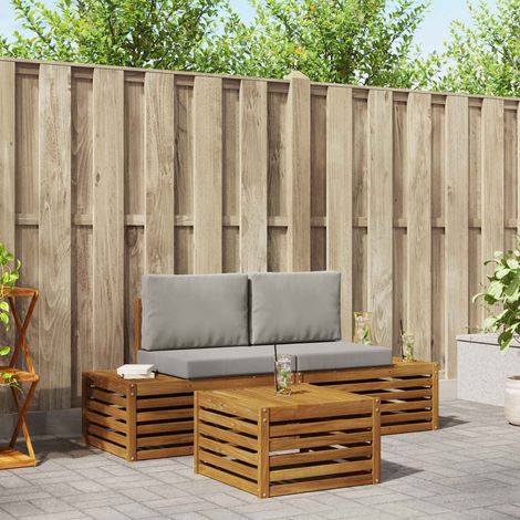 Conjunto de sofás de exterior con cojín Gris Natural y Claro