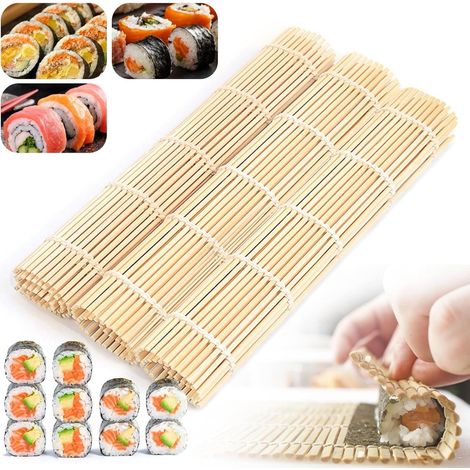 3-teilige Sushi-Matte, Sushi-Rollmatte aus natürlichem Bambus, Sushi-Maki-Set, Sushi-Zubereitungswerkzeug (1/5)