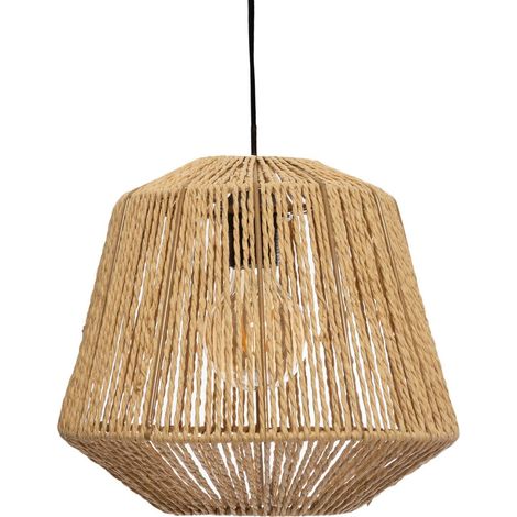 Atmosphera – Suspension en corde Ø 29 cm beige – Abat-jour en papier – Hauteur 26 cm – Compatible E27 jusqu'à 40W – Câble ajustable 90 cm