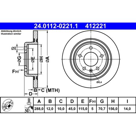 Lot de 2 Disques de frein ATE 24.0112-0221.1 OPEL 13517857 13521008