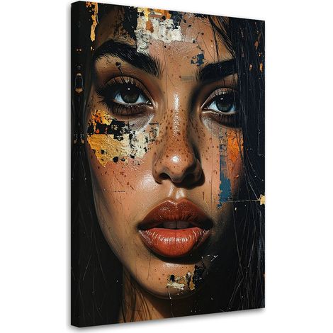 Impresión de Imagen, Retrato de una mujer abstracción moderna con manchas de pintura coloridas, 20x30 (1/5)