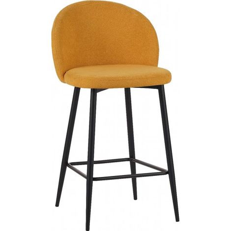 SGABELLO MODELLO SHELLY 50X54.5X96.5 COLOR SENAPE IN TESSUTO CON COMODA SEDUTA E GAMBE ALTE COLOR NERO