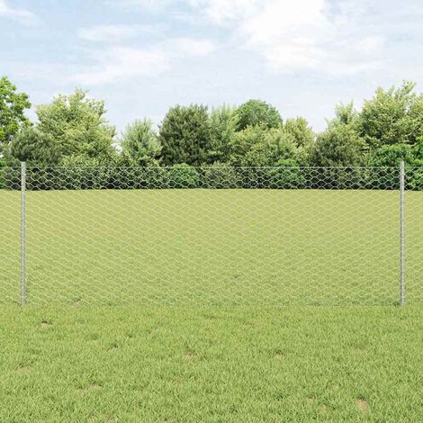 Zaun mit Pfosten Silber 0,8 x 10 m Stahl