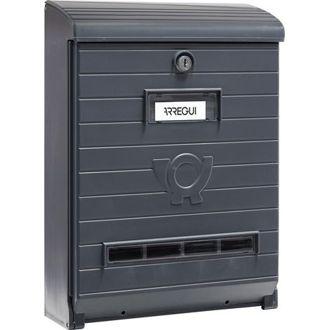 ARREGUI Mare E1065 Cassetta Postale Individuale in Plastica Resistente, Di Grandi Dimensioni, Cassette della posta da parete stagna, Dimensione L (Riviste e Buste C4), Facile da Montare, Grigio