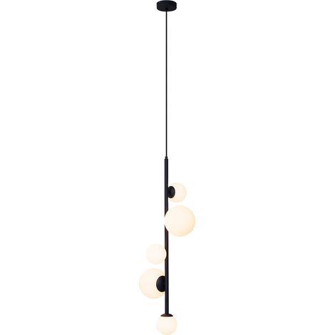 Design-Hängeleuchte schwarz mit Milchglas 5-flammig - Vertical