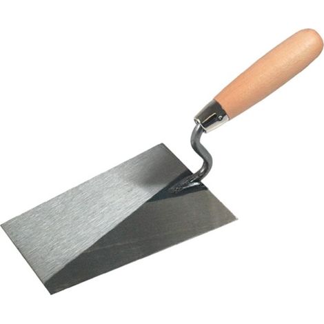 Paletta per muratore tirolese, lunghezza 180 mm, larghezza 125 mm, manico in legno, collo a S, acciaio temprato (1/2)