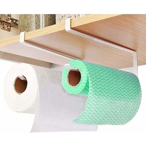 2 Pièces Support Essuie Tout, Porte Rouleau De Cuisine, Porte Essuie Tout Cuisine, Support pour Rouleau De Papier sans Perçage, sans Poinçon Porte Sopalin Mural Postuler à Cuisine, Salle De Bain-Blanc (1/5)