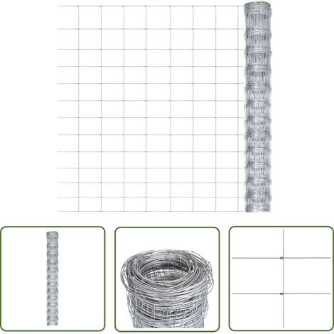 The Living Store Gartenzaun Verzinkter Stahl 50x1,25 m Silbern - Gartenzaun - Stahltzaun - Maschendrahtzaun - Drahtzaun - Tiergehege (1/5)