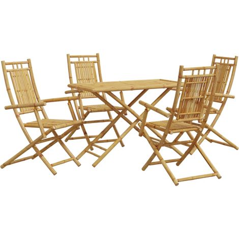 Maison Exclusive - 5-tlg. Garten-Essgruppe Bambus