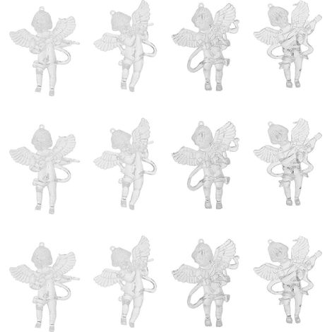 Lot de 12 pendentifs anges créatifs pour sapin de Noël, décorations de fête de Noël-9CM-Transparent (1/3)