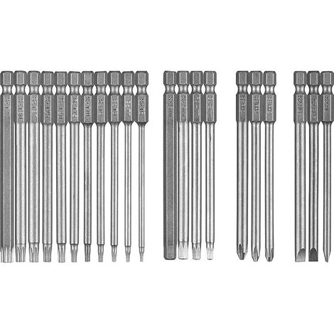 Embouts de tournevis Torx, 21 tournevis Torx (100 mm), longs embouts T6-T40 avec aimant, hexagone 1/4 pouce (1/5)
