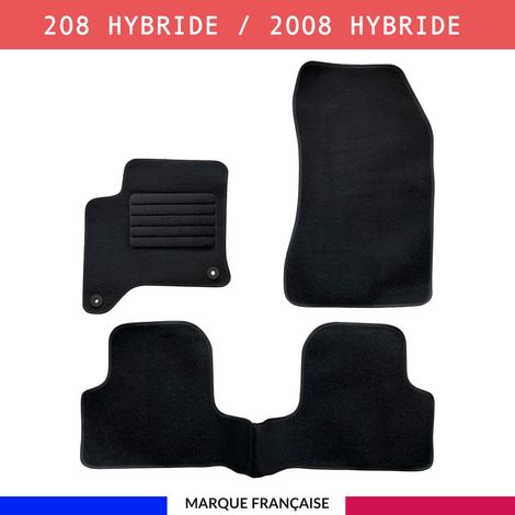 Tapis de sol voiture - Sur mesure pour PEUGEOT 208 HYBRIDE / 2008 HYBRIDE (dès 10/2019) Antidérapant - 3 pièces (1/5)