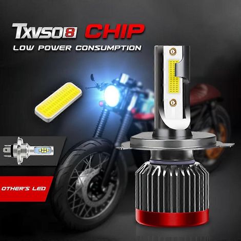 1 ampoule LED TXVSO8 2022 H4 pour phare de moto, mini lampe LED 12V, feux de route/croisement, 6000K, HB2. (1/4)