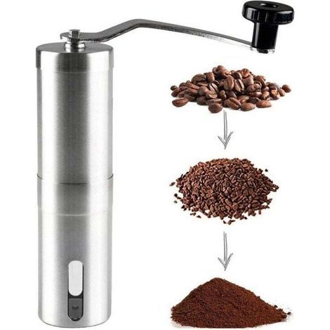 Moulin à café manuel (réglable) Coffee Grinder en Acier Inoxydable Moulin manuel café Broyeur en Céramique Portable et emballée sans plastique (1/5)