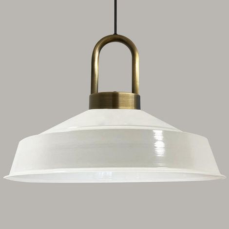 Handbemalte Industrielle Hängeleuchte aus Weiß Metall – Vintage-Kronleuchter E27 Ø41 cm für Wohnzimmer, Schlafzimmer Oder Esszimmer (1/5)