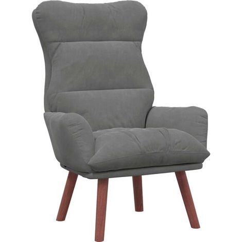 Fauteuil gris foncé, 69 x 74 x 93 cm, velours. (1/5)