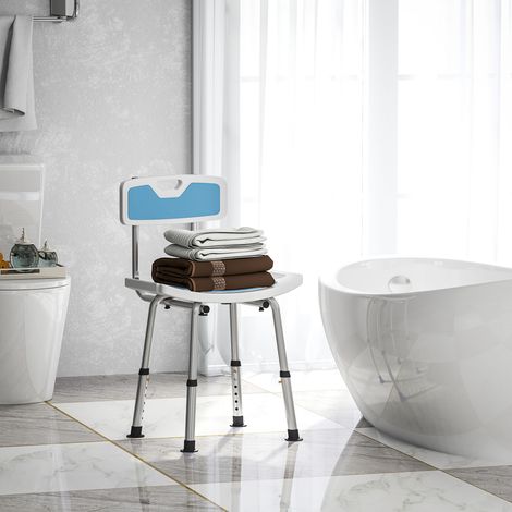 Tabouret de douche pour personnes âgées et handicapées hauteur réglable patins antidérapants support de pomme de douche