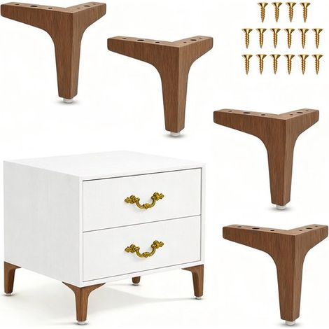 Set di 4 gambe di supporto TV di lusso, gambe per armadi a tre gambe, gambe per mobili, gambe per tavolini da caffè, gambe per tavoli, gambe per divani in metallo, viti incluse, robuste e (1/5)