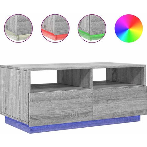 Maison Exclusive - Tavolino da Soggiorno con Luci LED Grigio Sonoma 90x49x40 cm (1/5)