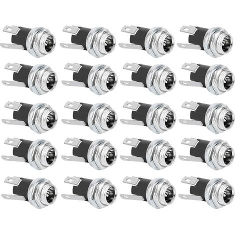 20 pièces alimentation cc prise Jack femelle W 5.5x2.1MM écrou fileté connecteur de montage sur panneau DC025M (1/5)