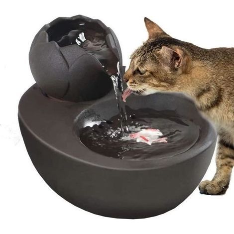 (Brauner) Keramik-Katzenbrunnen, Haustierbrunnen, automatischer Wassernapf mit Wasserzirkulation für Welpen [51] (1/4)