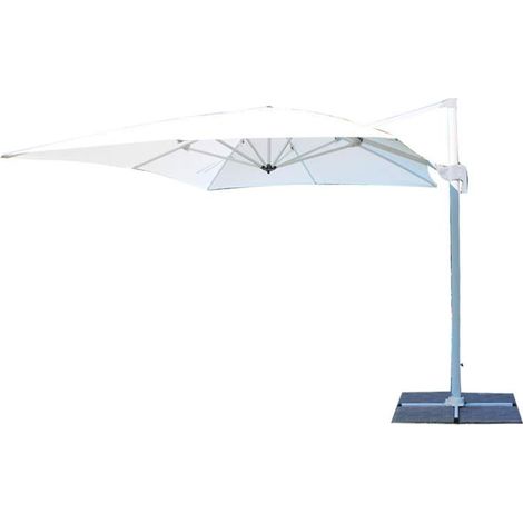 OMBRELLONE SATURNO BIANCO 3X4  PALO GIREVOLE 53X77 TELO BIANCO 220GR BRACCIO LAT (1/7)