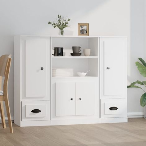 Aparadores altos 3 piezas madera contrachapada blanco vidaXL (1/5)