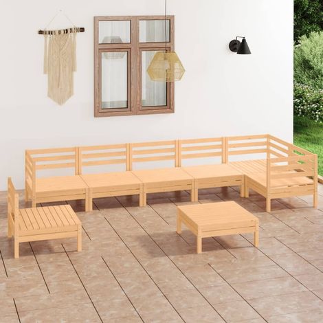 8-tlg. Garten-Lounge-Set Massivholz Kiefer (1/5)