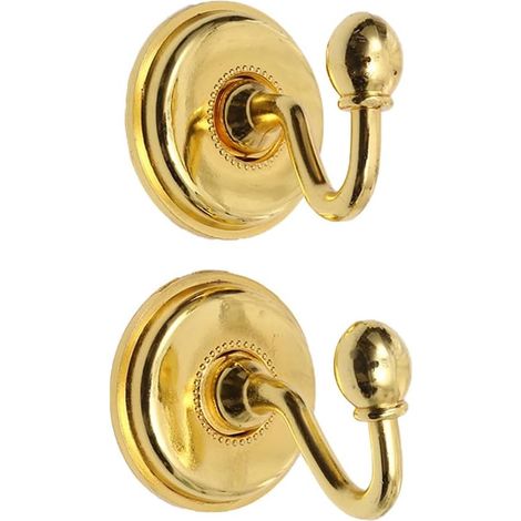 Lot de 2 crochets pour embrasses de rideaux avec vis, supports de rideaux vintage en alliage, crochets muraux décoratifs, supports de rideaux, crochets pour embrasses (doré) (1/5)
